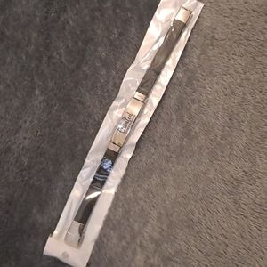 Created with a purpose Bracelet, silver metal and black silicone 8"